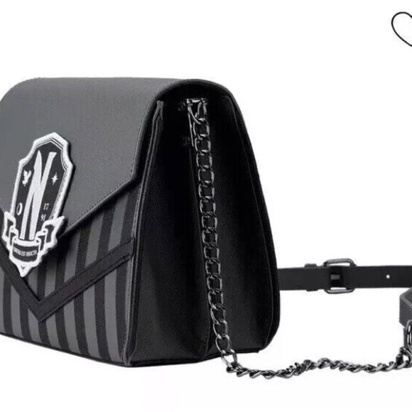 Loungefly Wednesday Addams Nevermore Uniform Cosplay Crossbody Bag black NWT - Picture 4 of 12